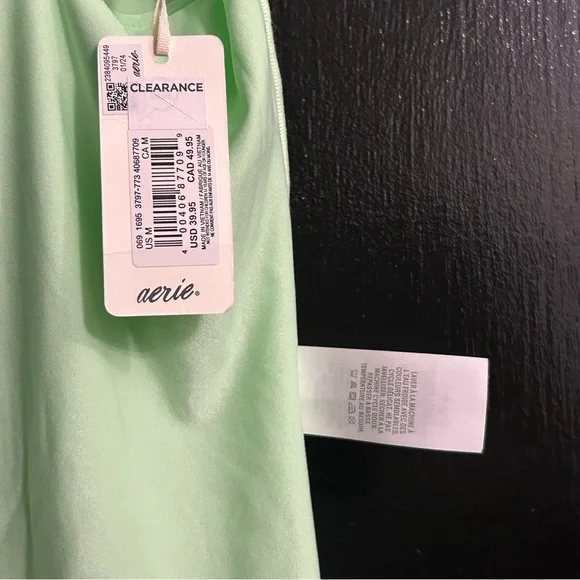 🆕 Aerie SMOOTHEZ Scoop Mint Green Bodysuit Medium Spaghetti Strap Bodysuit - Picture 4 of 8